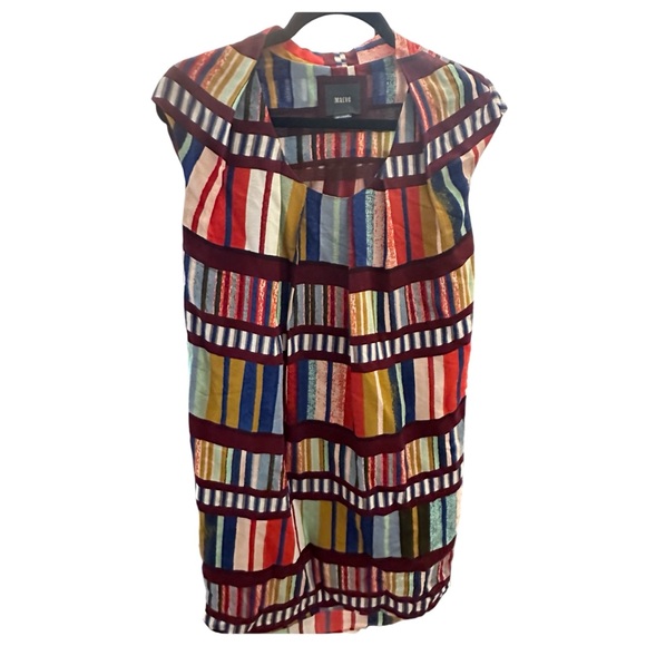 Maeve Anthropologie Au Revoir Mini Dress Size 2 Abstract Colorful Cap Sleeve - Picture 2 of 7